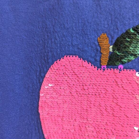 Mini Boden Dress Girls Sz 11-12y Blue Apple Sequin House Country - Picture 4 of 6